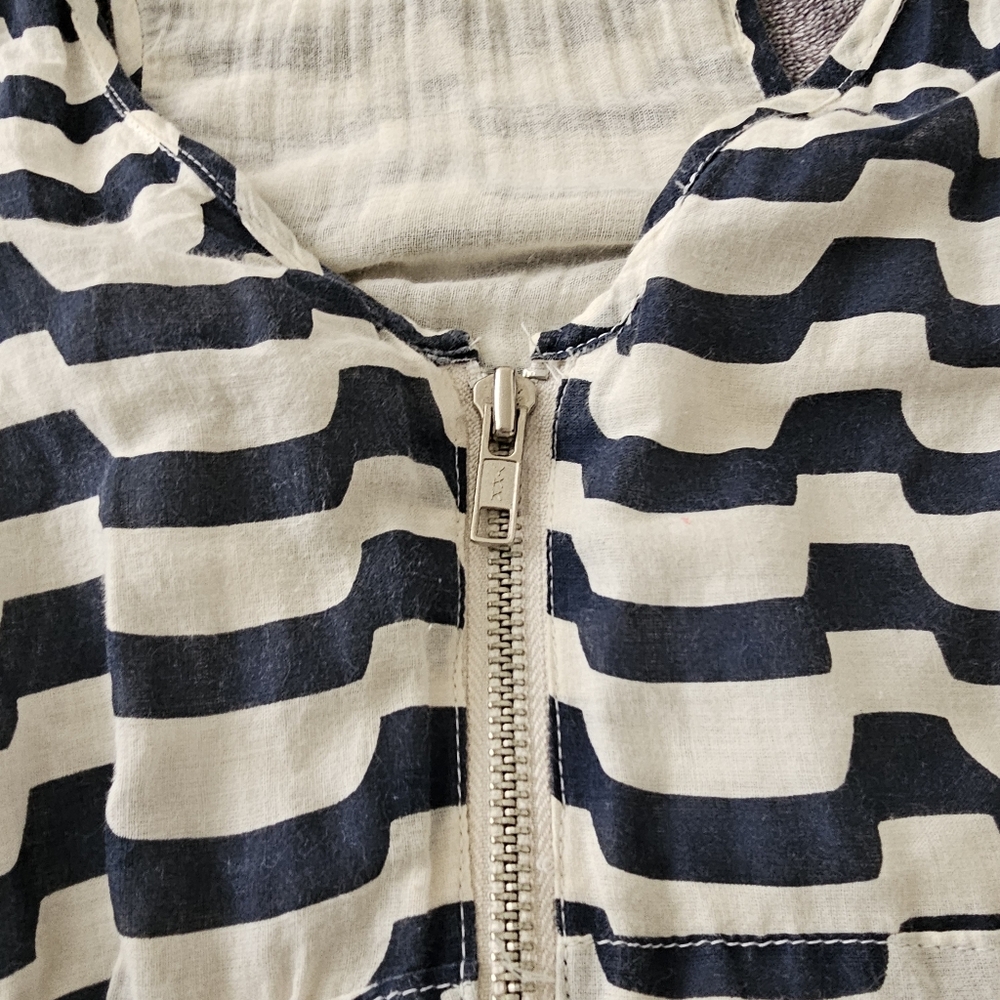 Pinky Striped Nautical Dress Cotton Racer Back Navy Blue/ Light Beige Small - Picture 7 of 11